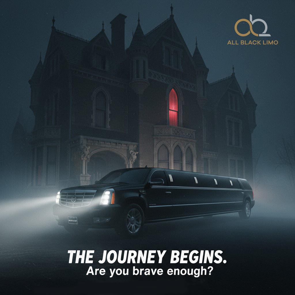 All Black Limo Seattle fleet line-up at night