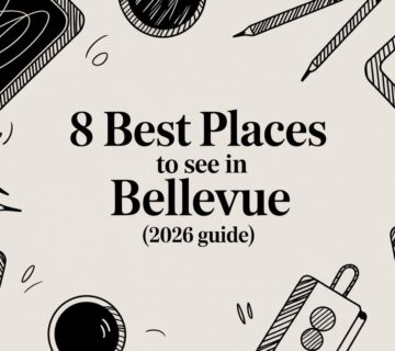 Places to see in bellevue hand drawn illustration 360x320