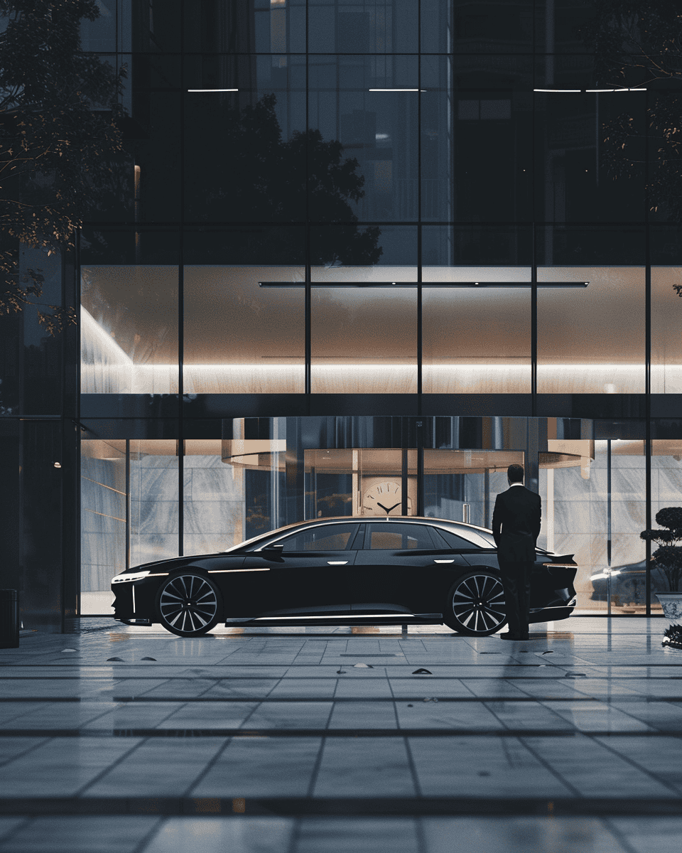Black luxury sedan airport car service Seattle