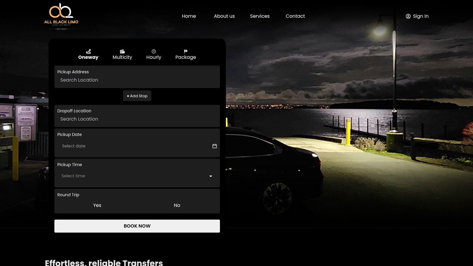 Screenshot from https://booking.allblacklimoseattle.com