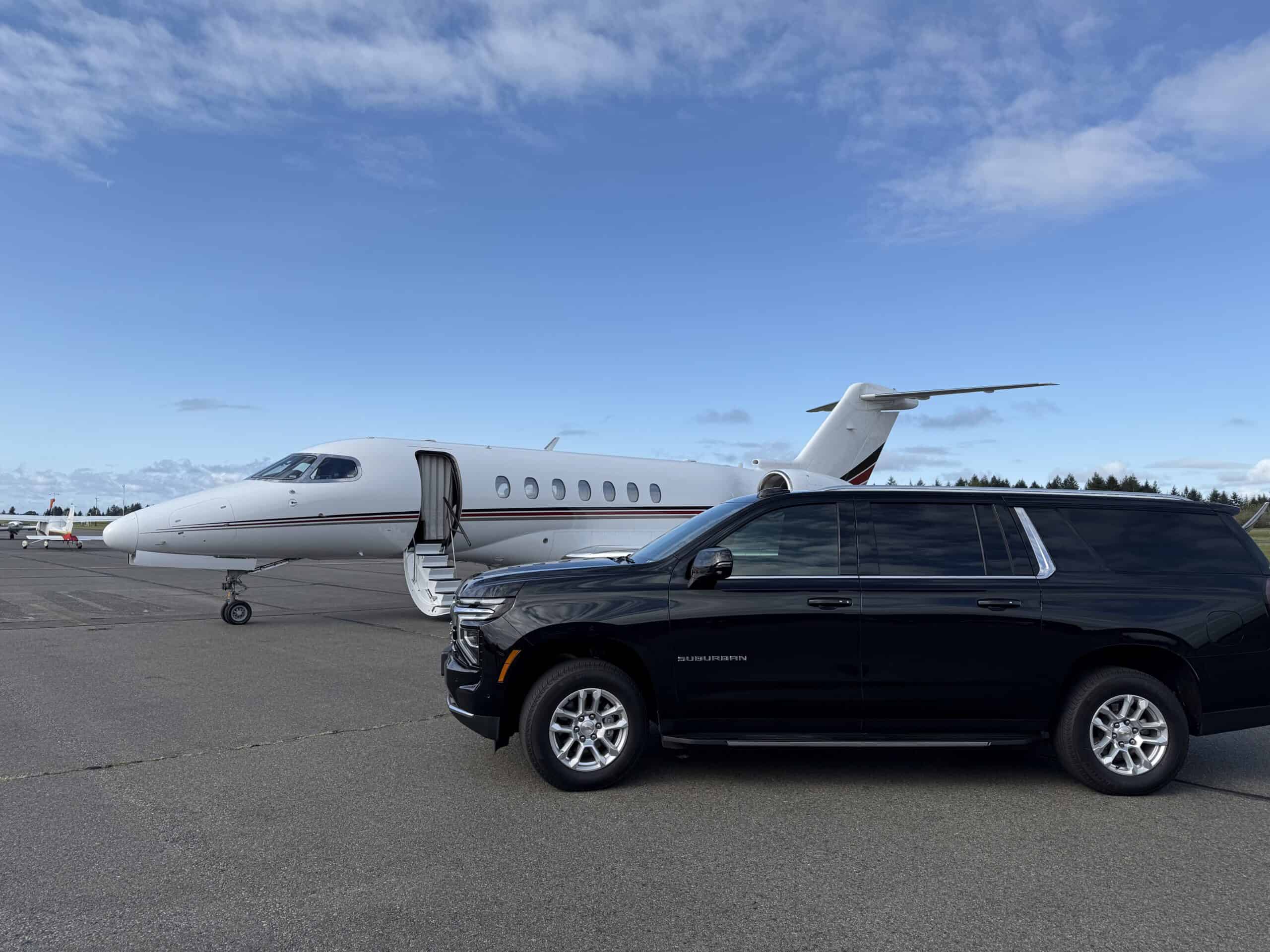 All Black Limo chauffeured vehicle for Gig Harbor to SeaTac and Seattle cruise terminal transfers