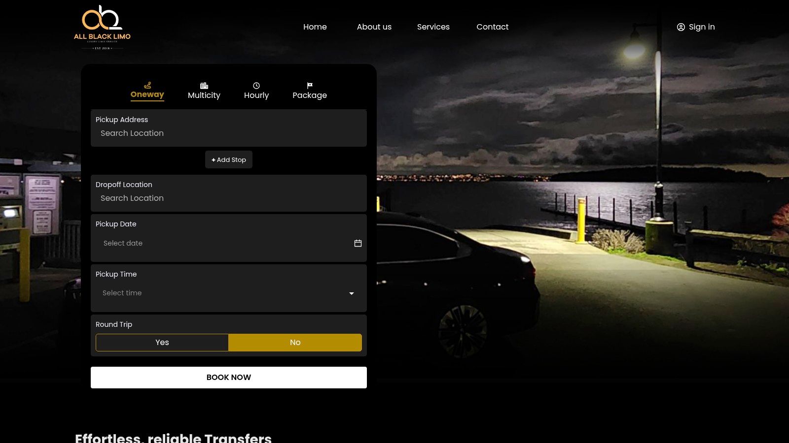 Screenshot from https://booking.allblacklimoseattle.com/